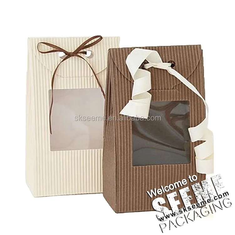 Custom logo white black Kraft paper packaging box chocolate tea coffee food packing box bag with open window
