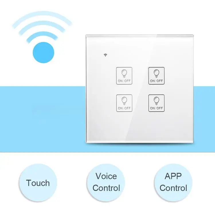 Wi-Fi Smart Wall Touch Light Switch Glass Panel Voice Control Compatible with Alexa Google Home APP Control Timing Function Smar