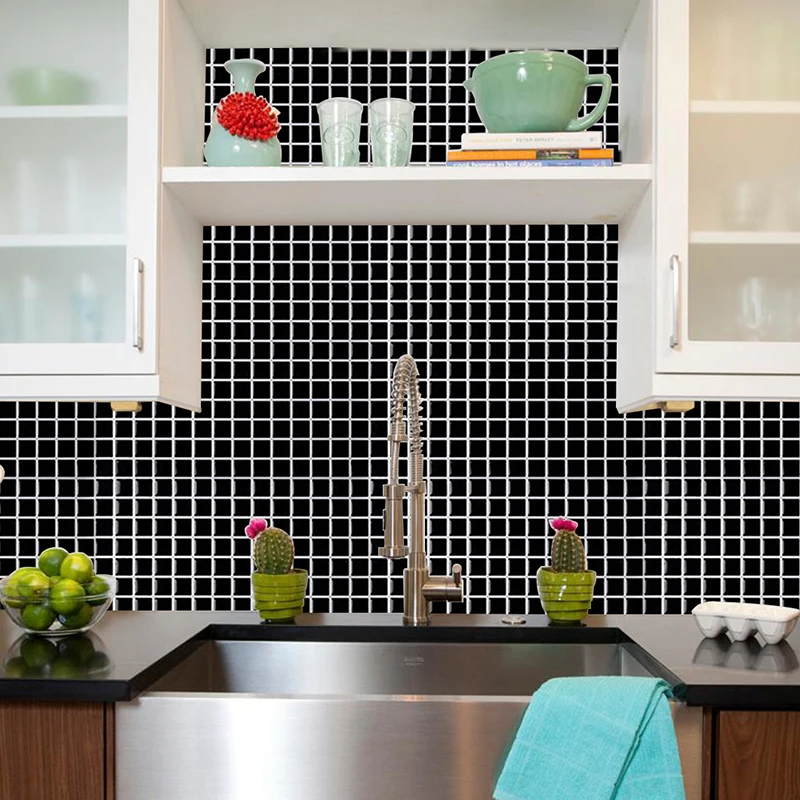 Wall Tile Vinyl Decals Panels Boards 3D  Peel and Stick Wall Tile Cut into small piece  Adhesive Mosaic Wall Tile 25.3*3.7 CM