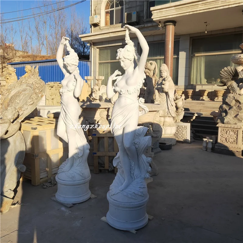 Outdoor Garden Decoration Life Size Sexy Nude Woman Marble Statue