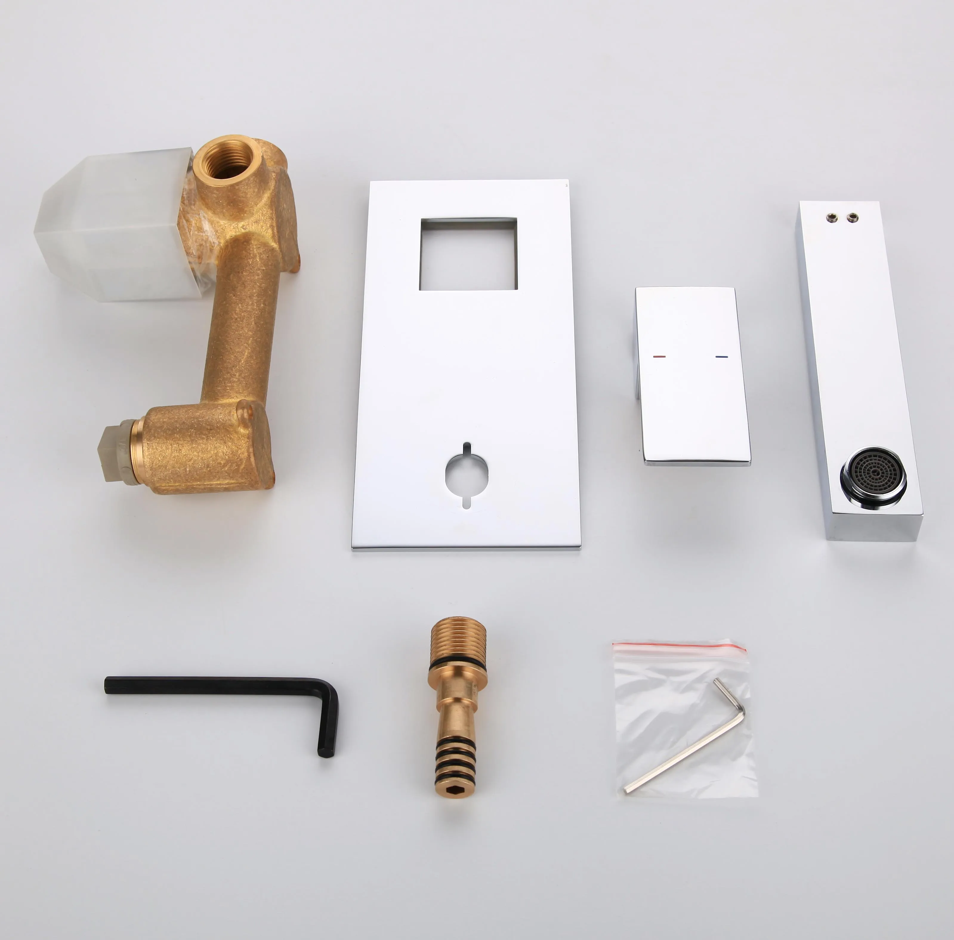 Single handle wall faucet mixer in square shape for bathtub