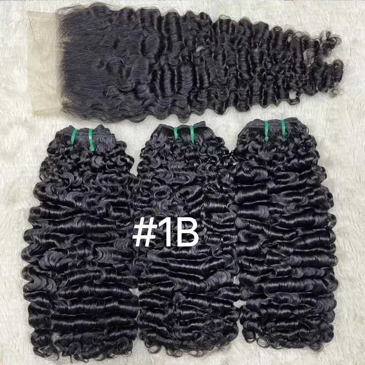 FH wholesale 3 bundles + closure  burmese curly human hair  frontal burmese kinky curly bundles