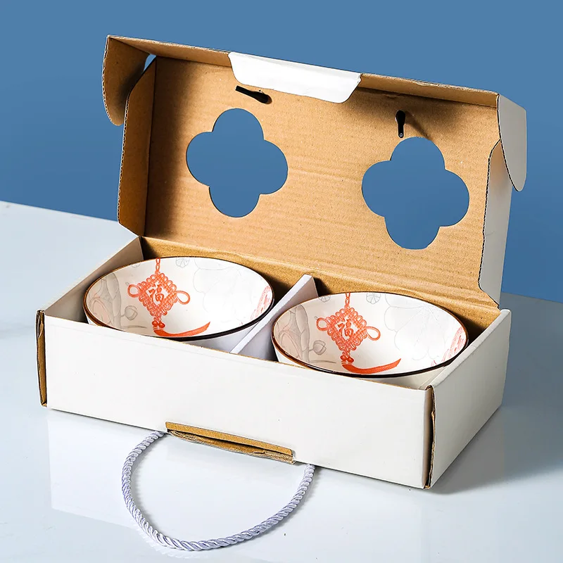 Annual fish ceramic bowl gift tableware with hand gift wedding Bowl set return opening event ceramic bowl gift dinnerware set