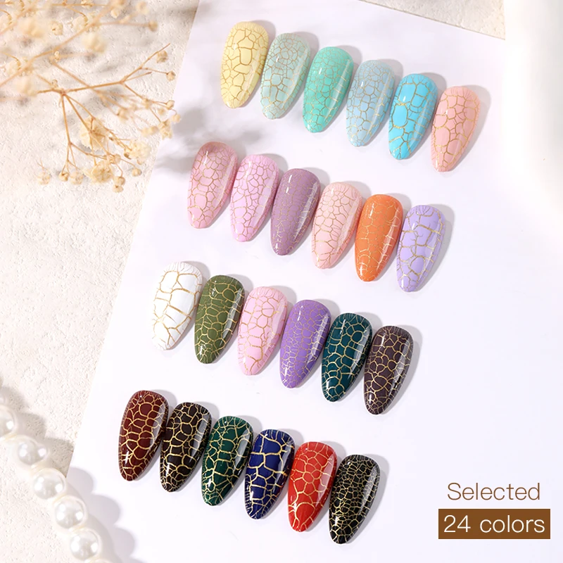 Art Uv Nail Supplies Gel Nail Polish Salon Semi Permanent Soak Off Private Label Vegan Crackle Gel Korean LED UV Lamp Non-toxic