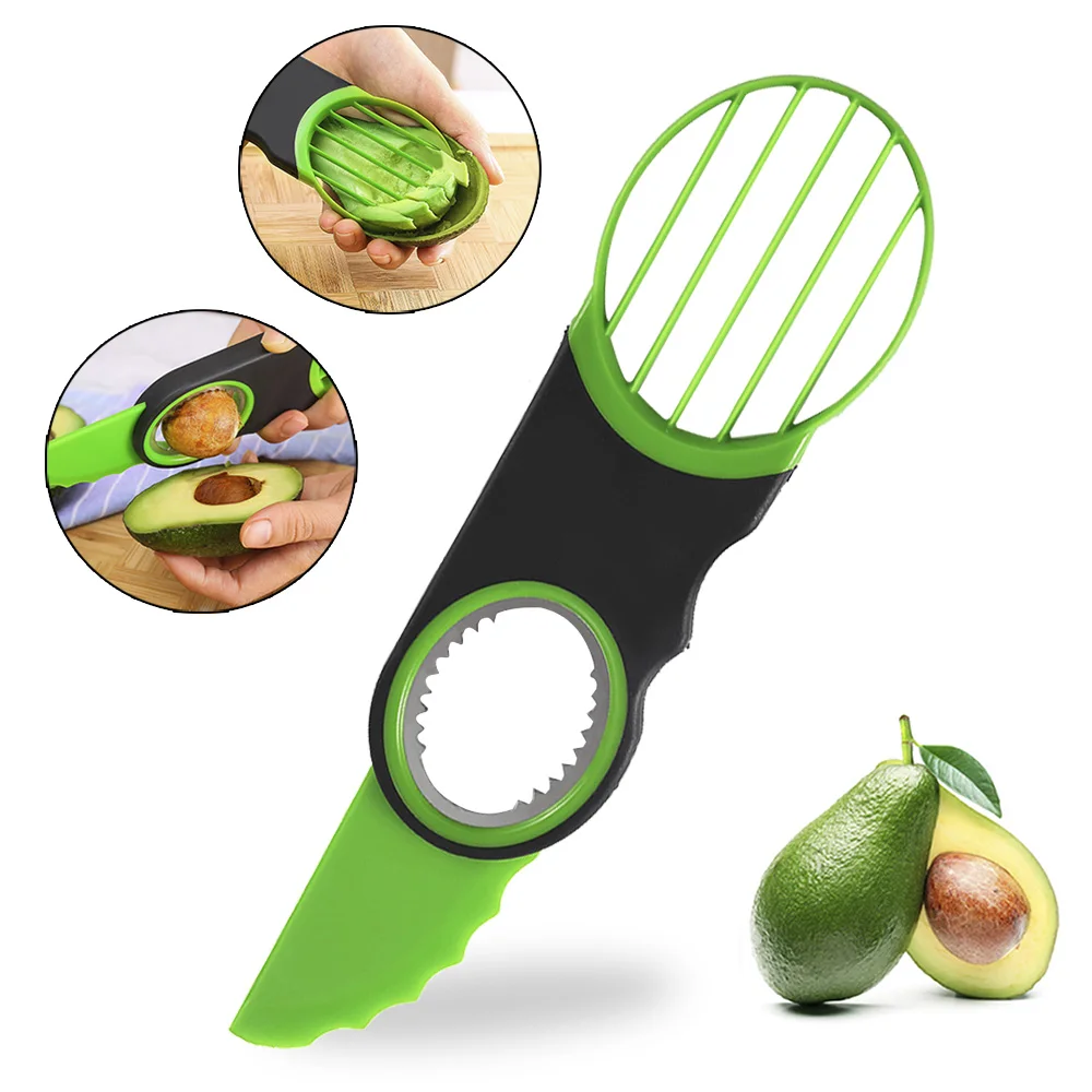 In Stock Kitchen Gadgets 2021 Fruit Vegetable Peeler 3 in 1 Avocado Slicer Cutter Avocado Slicer