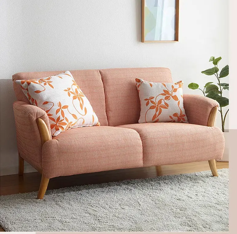012 Nordic style furniture fashionable wooden sofa Japanese style apartment living room bedroom double or triple fabric sofa