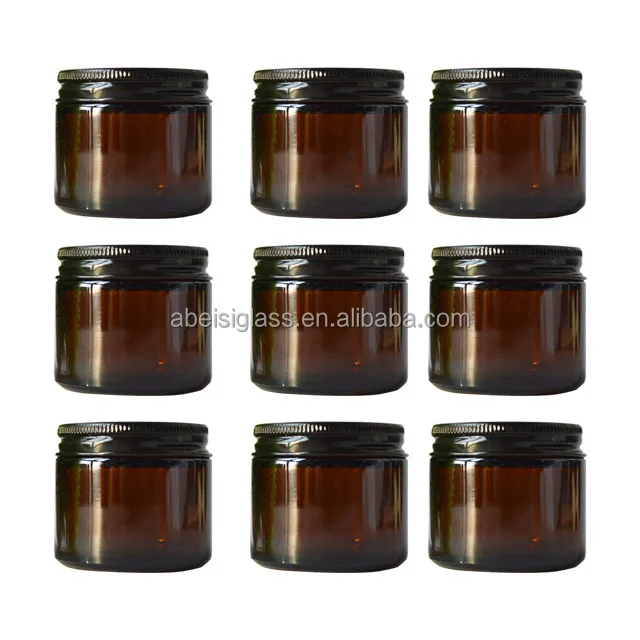 Premium 5 10 15 20 Ml 25 30 50 100 G Empty amber Cosmetic Container Amber Round Glass Jar With Lids
