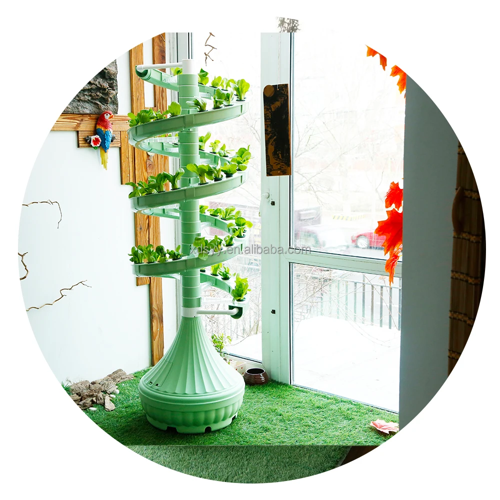 Vertical Spiral shaped soilless agriculture growing vegetables hydroponic garden tower planter