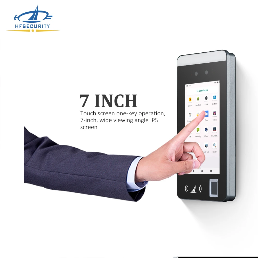 HF FR07 7inch android 11 wifi web management Facial mask detection face recognition device rfid card facial recognition