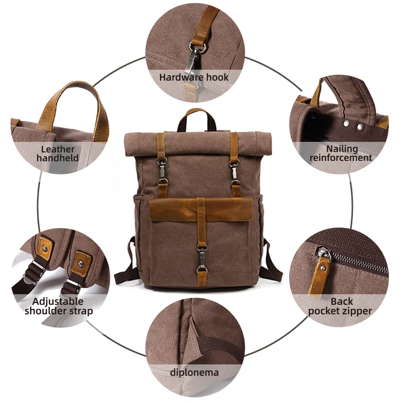 Factory new style multifunctional custom canvas backpack cotton tote bags canvas travel backpack laptop backpack canvas