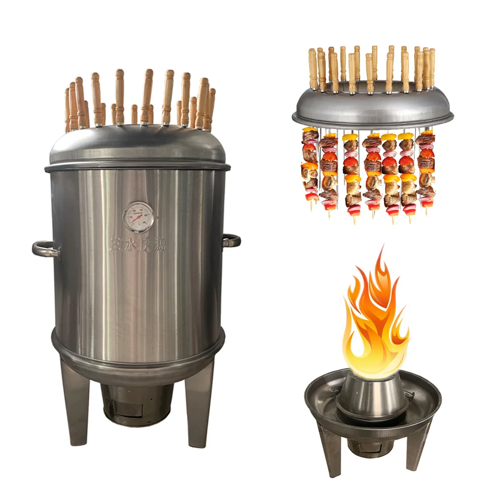 Stainless steel charcoal duck roaster bbq grill hanging food