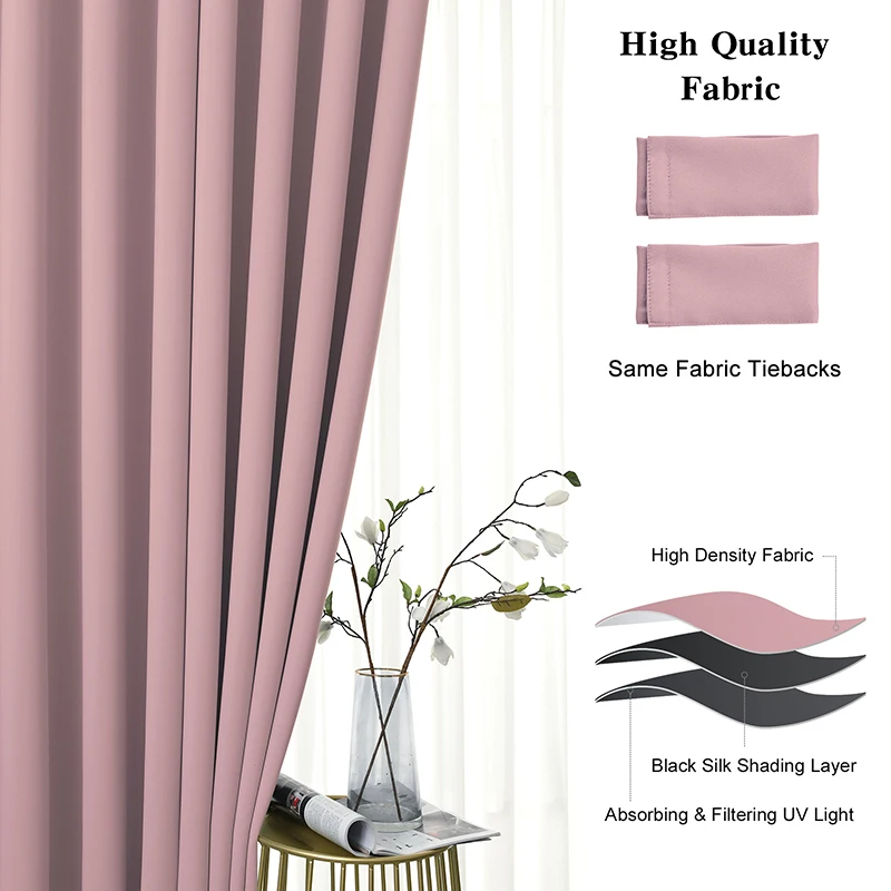 Physical high shading pink curtains thickened Munich insulated bedroom curtains
