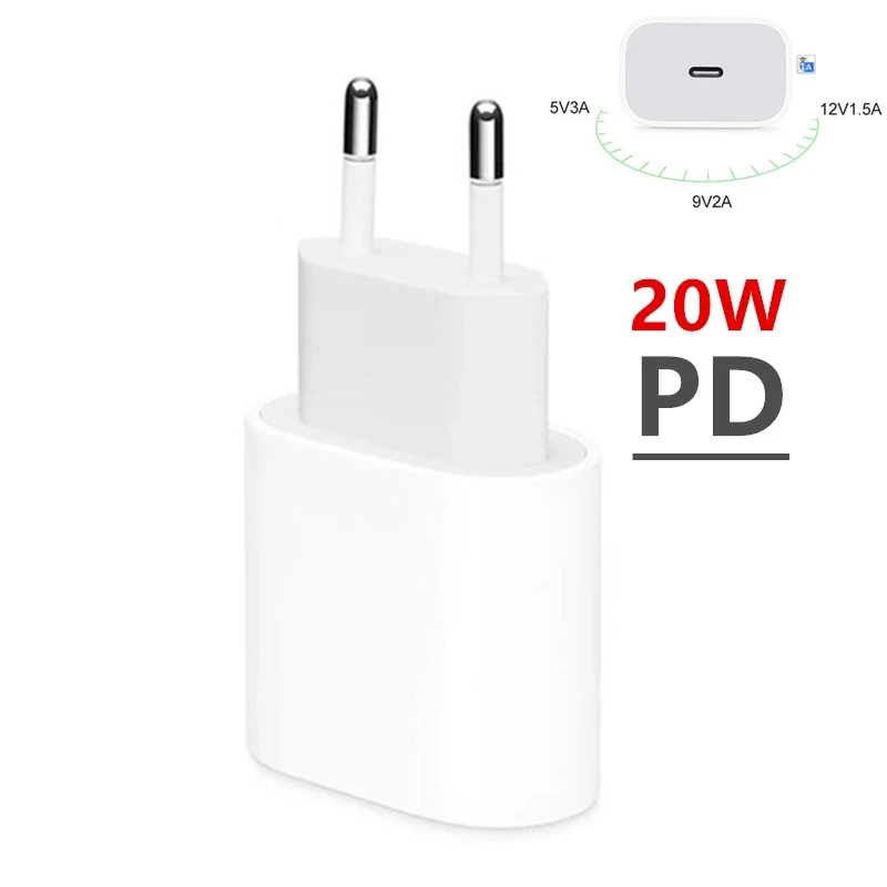 20W Fast Charger Adapter For iPhone 12/12 Pro/12 Pro Max Samsung Xiaomi EU US UK Plug 2 Port USB Type C Quick Chargers