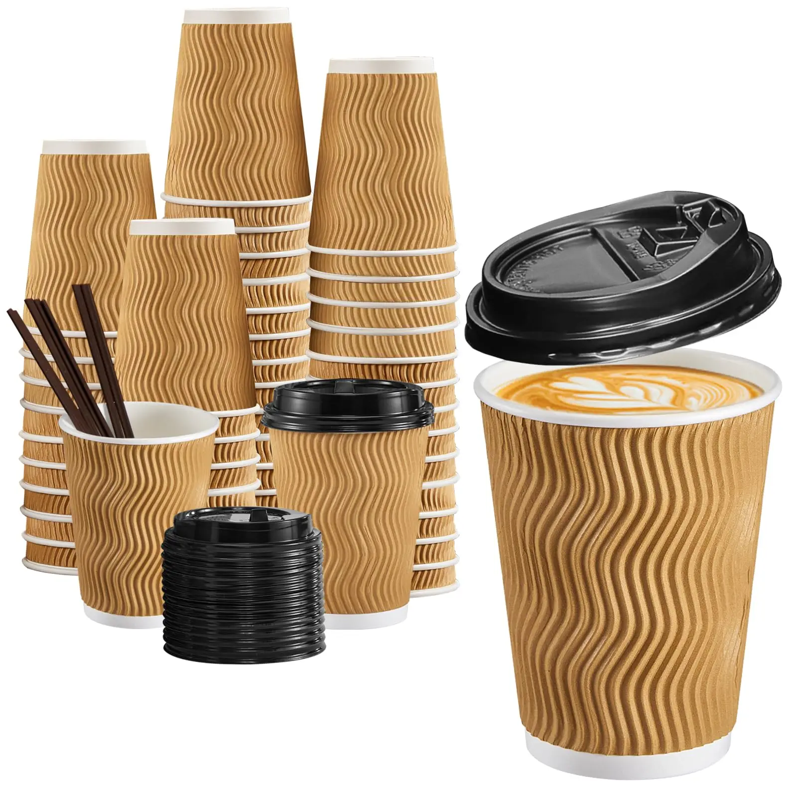 Custom Ripple Wall Cup Logo Printed Disposable Paper arabic Coffee Cups Disposable Hot Coffee Cups