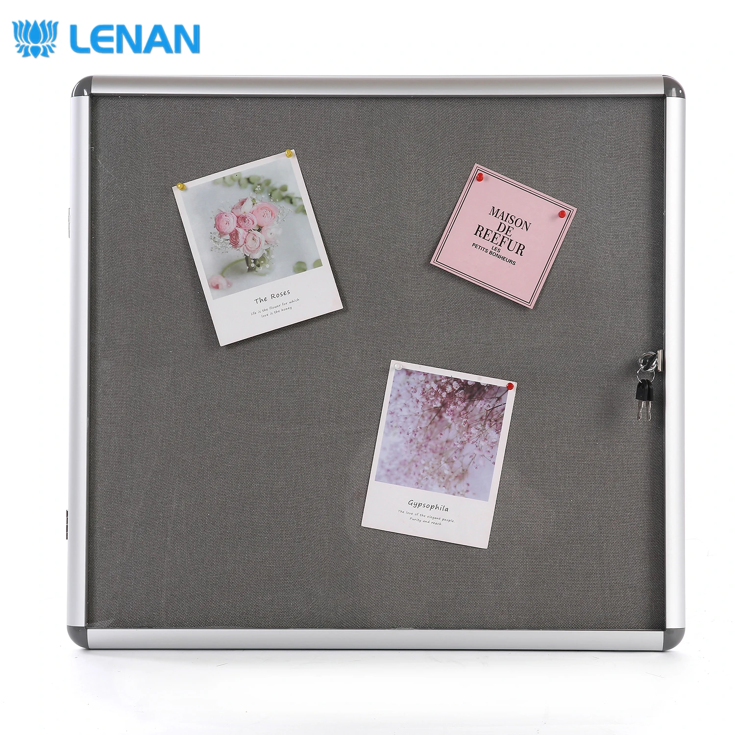 
Aluminum frame wall mounted lockable cork bulletin board enclosed acrylic doors notice board with keys 