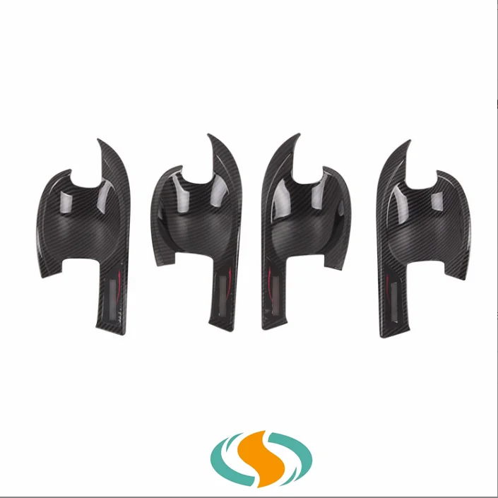 Suitable for 2018 KIA Kona Car Decoration Interior Kits ABS Black Carbon Fiber Stripe Door Bowl Label Protection Sticker