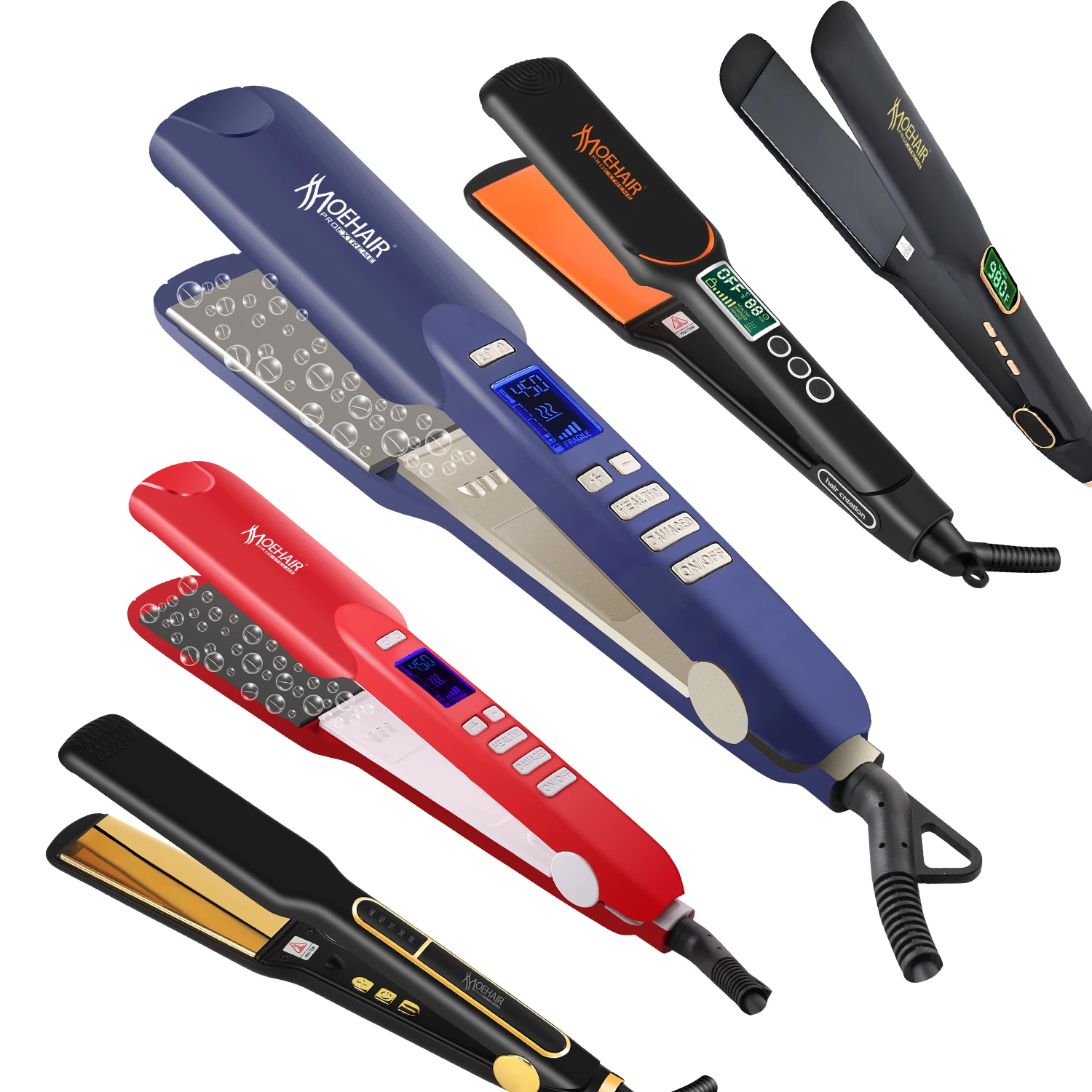 Moehair YiWu Ready Stock Wide Plate Hair Straightener Negative Ion Titanium Professional Flat Iron Hair Straightener