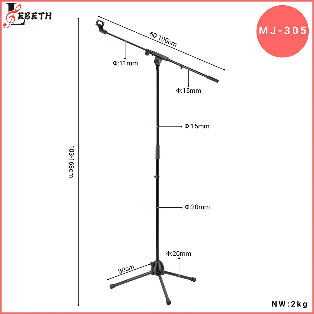 MJ-305 Factory Wholesale Adjusting Mic Stand Professional Tripod Microphone