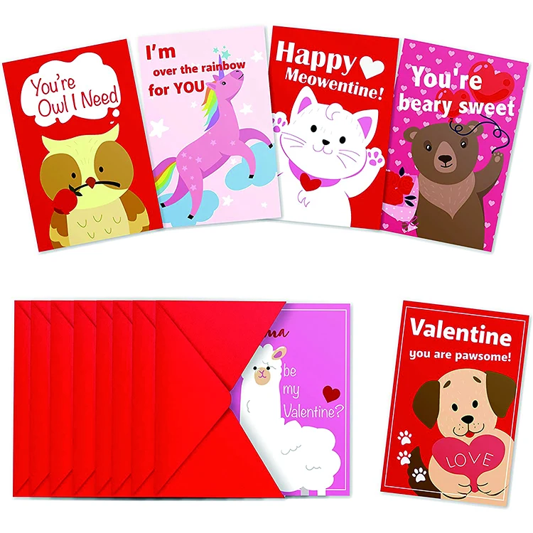 OEM design valentine greeting cards custom printing with envelope