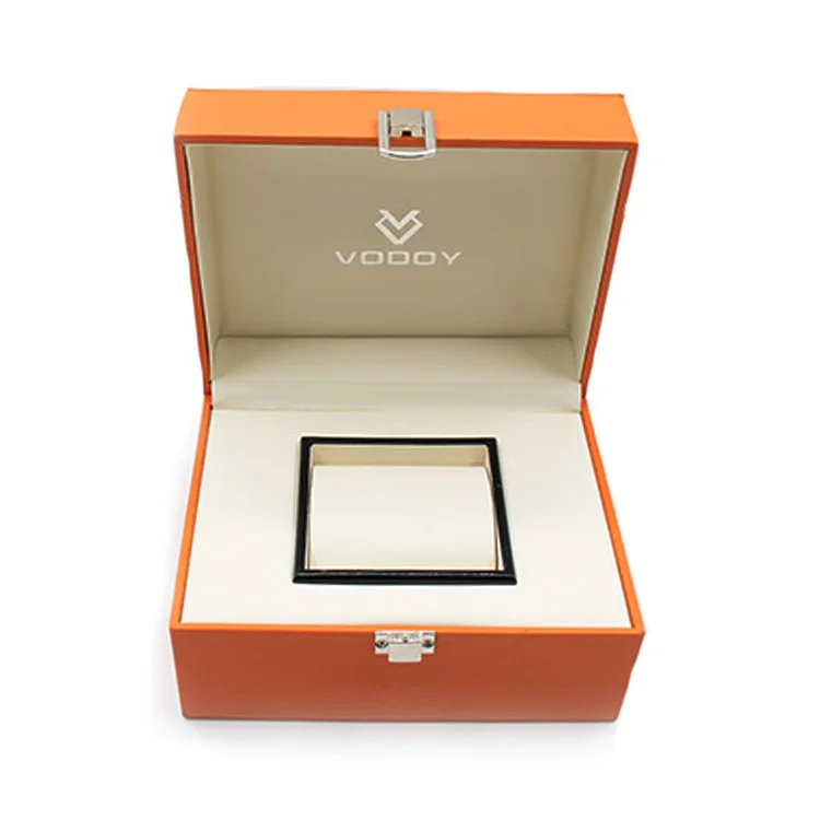 High End Custom orange Leather Plastic Smart Men Watch Box Luxury Watch Packaging Hot Selling Packaging