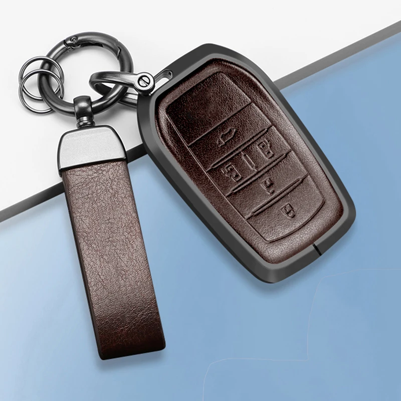 Wholesale fashion leather aluminum alloy car key case cover For Toyota aluminum alloy car key case