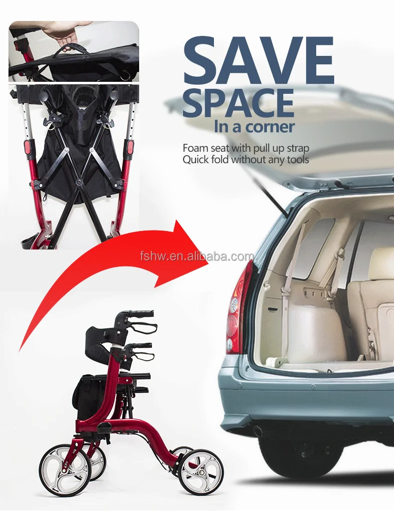 Sensitive Hand Brake For Wheelchair Support Walking Folding Rollator