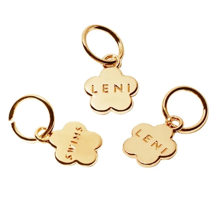 Jewelry supplier made flower shape charms gold plated engraved swimwear decorative pendant for bikini