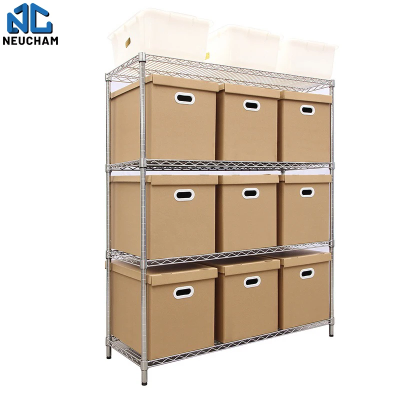 Customized stainless steel wire mesh shelves anti-rust 4 tiers shelving trolley moveable cart for commercial using