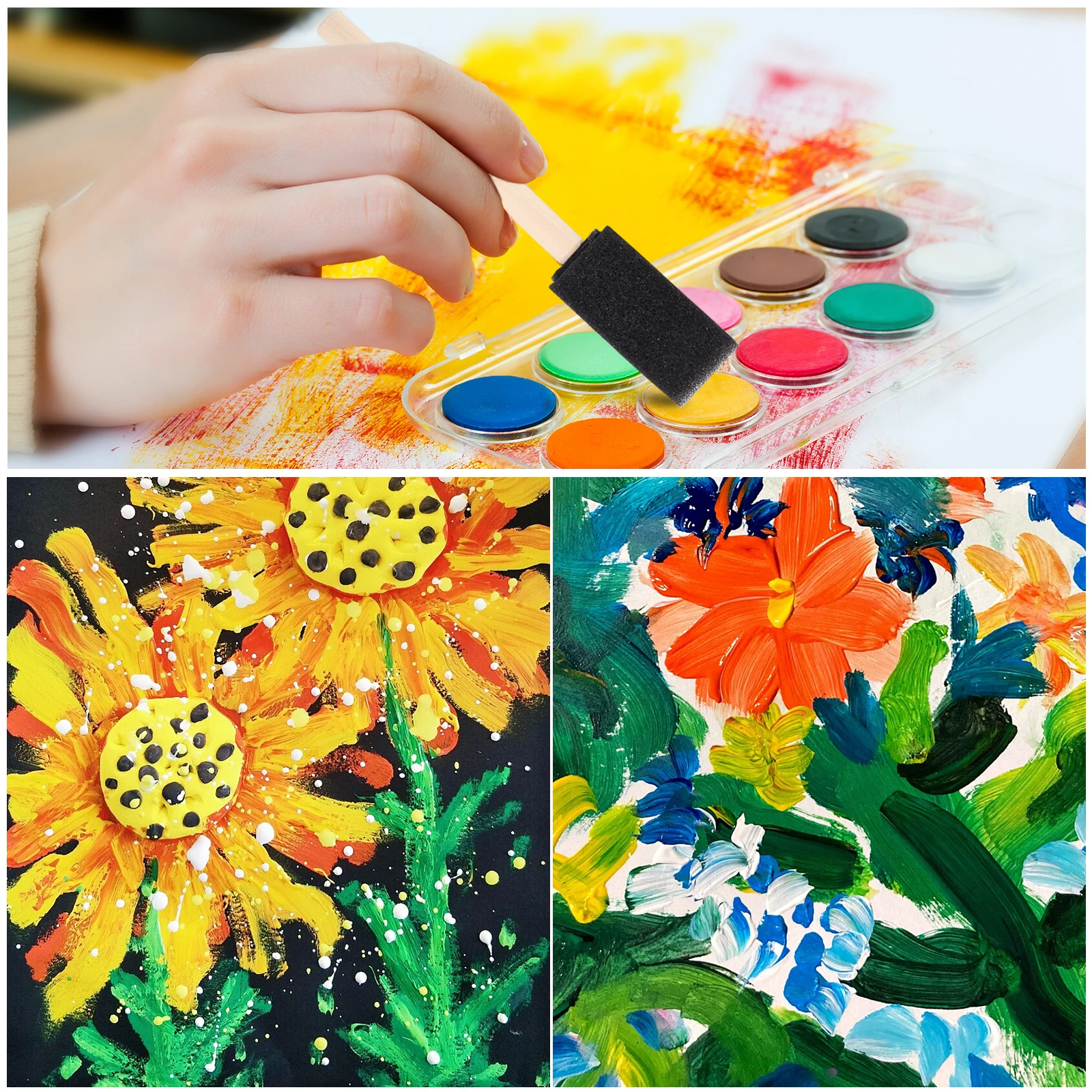 Glue Glass Dust Cleaning Foam Application Craft Paint Wooden Handle Graffiti Sponge Brush Glitter Art Tool