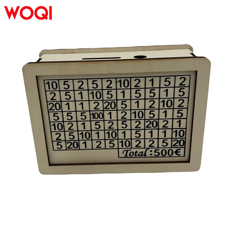 WOQI многоразовый деревянный ящик для денег с целевыми и перекрестными номерами организации отслеживания прогресса