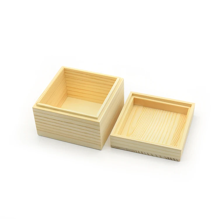 Custom logo 10*10*8cm wooden storage box natural wood jewelry gift box