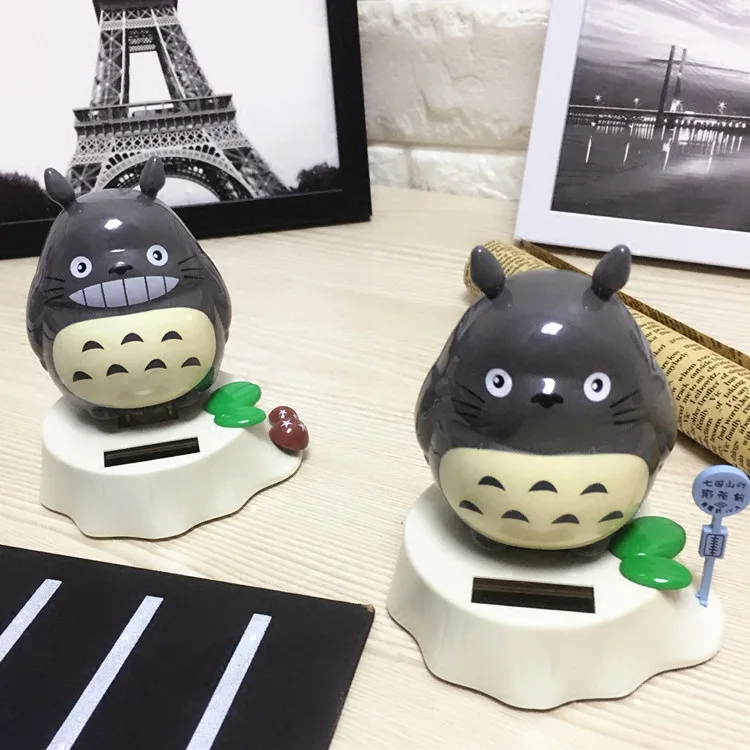 Smart Solar Sensing Rocking Toys Totoro Anime Figurine Solar Gifts PVC Plastic Handmade Decoration Ornament for Car Room Office