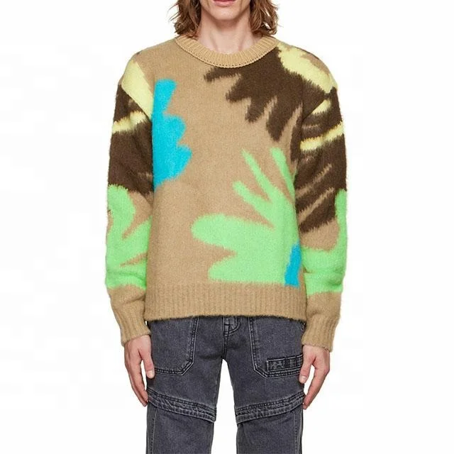 2023 Custom OEM/ODM men sweater Long Sleeve designer knitwear pullover winter crew neck knit jumper men custom knitted sweater