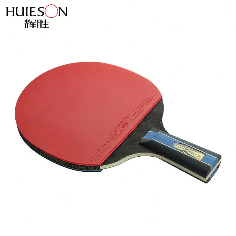 HUIESON OEM Custom Print Logo Pure Wood Professional 4 Stars paddle table tennis Bat Table Tennis Racket