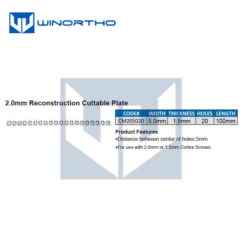 2.0mm reconstruction cuttable plate veterinary orthopedic instruments implants bone plate  screws alps winortho reconstruction