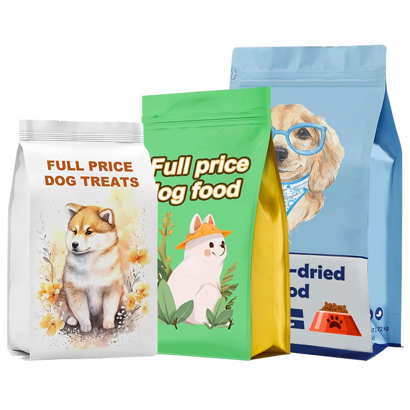 Customized pet dog food cat food composite with zipper eight-side seal food packaging bag