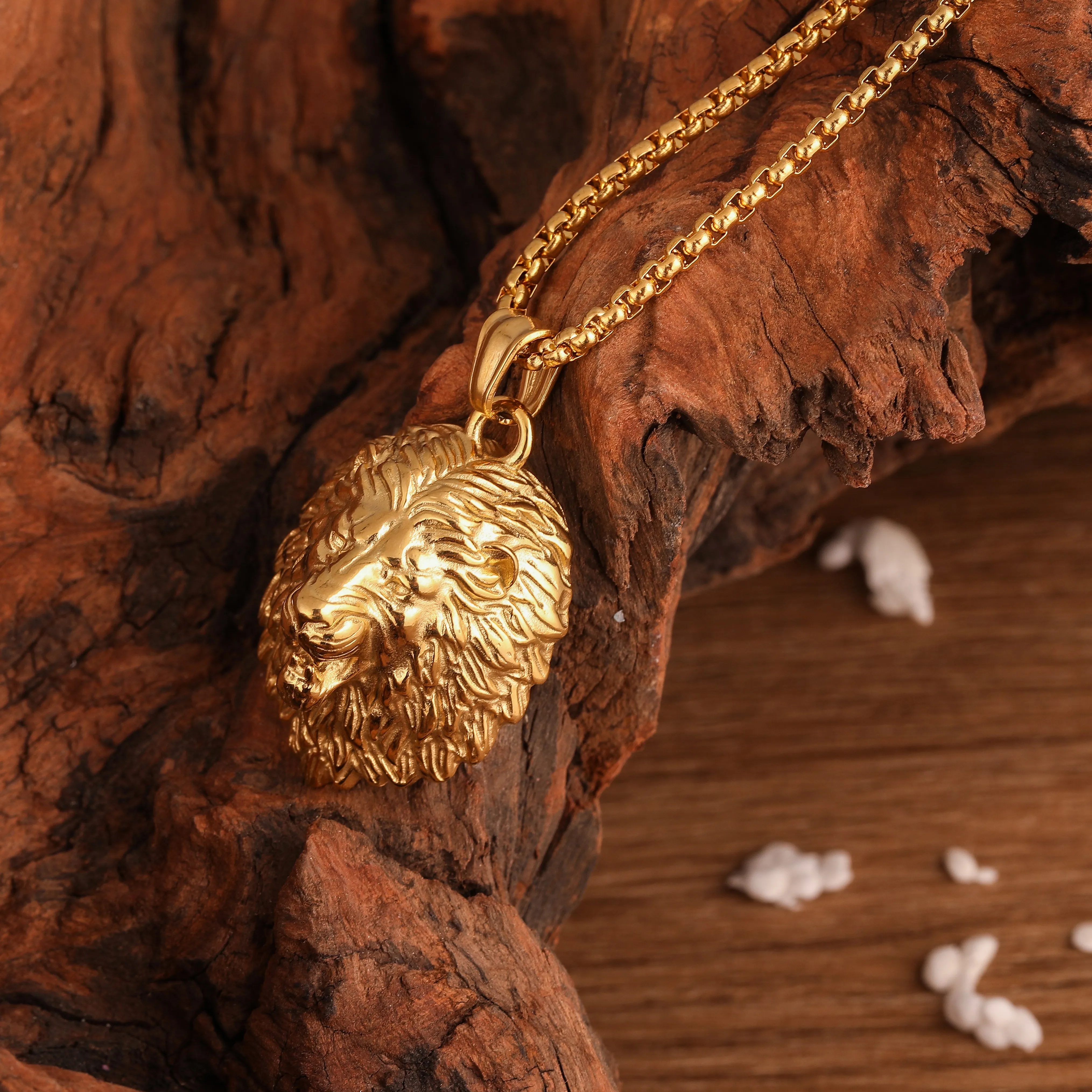 Lion King Pendant Stainless Steel Silver Men Charm Necklace Gothic Men Jewelry Lion Pendant Leo Horoscope Necklace