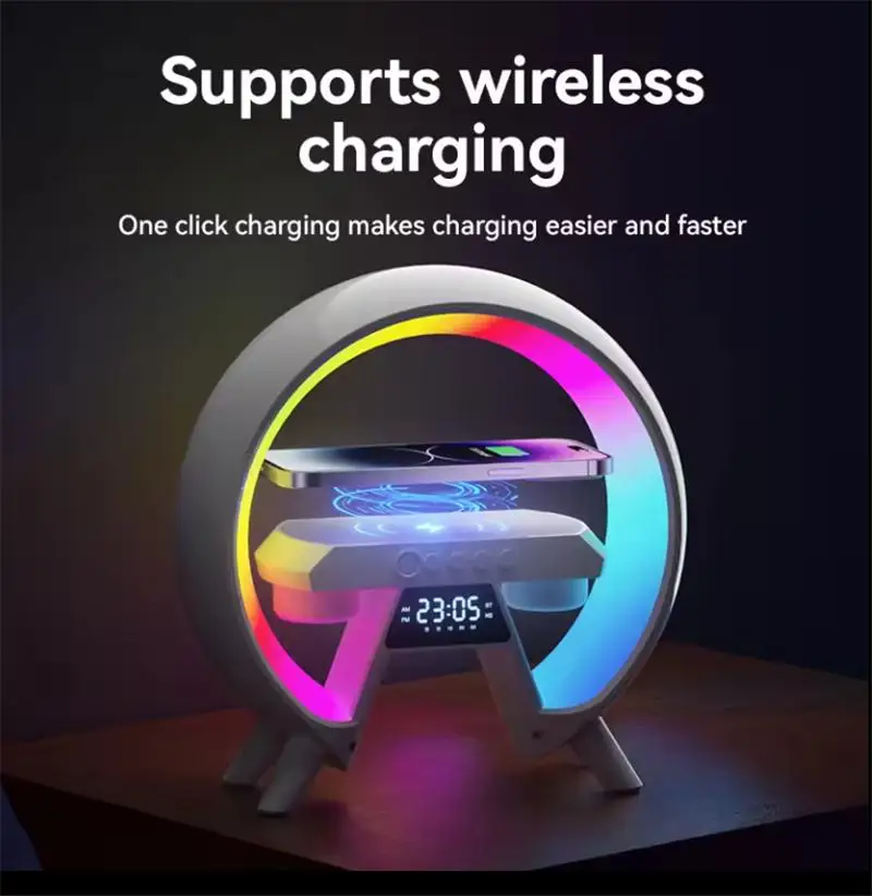 Hot Sale G6 Portable Wireless Music Speaker Bluetooths Mini TWS HIFI Desktop Speaker with 15W Fast Wireless Charging Function