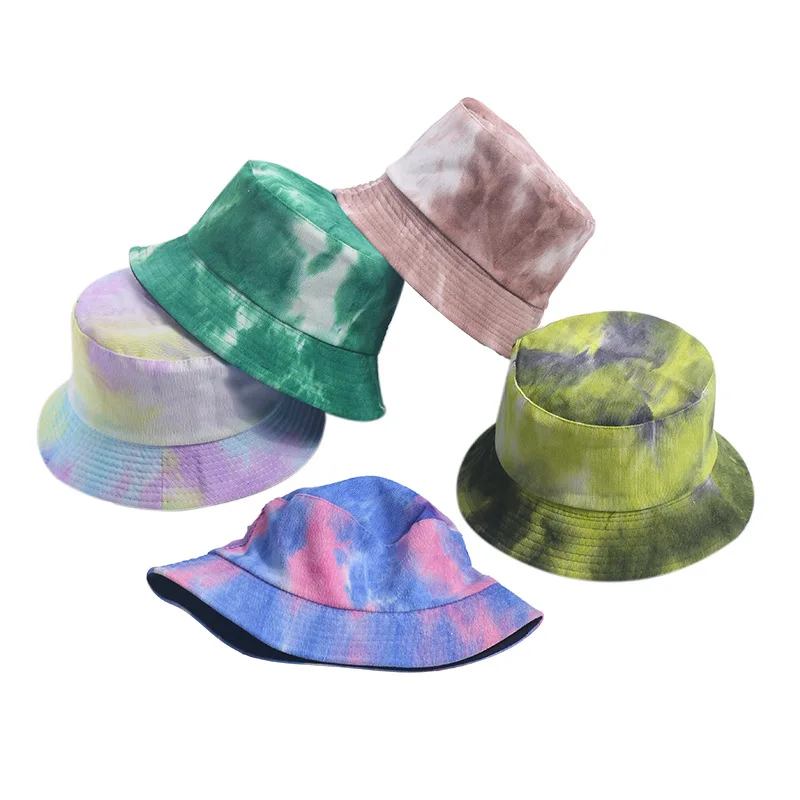Luxury design printed fishing cap reversible tie dye bucket hat