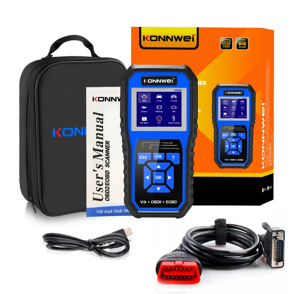 Factory Konnwei KW450 automotive scanner car full system diagnostic tool for Audi multiple car body scanner for Volkswagen