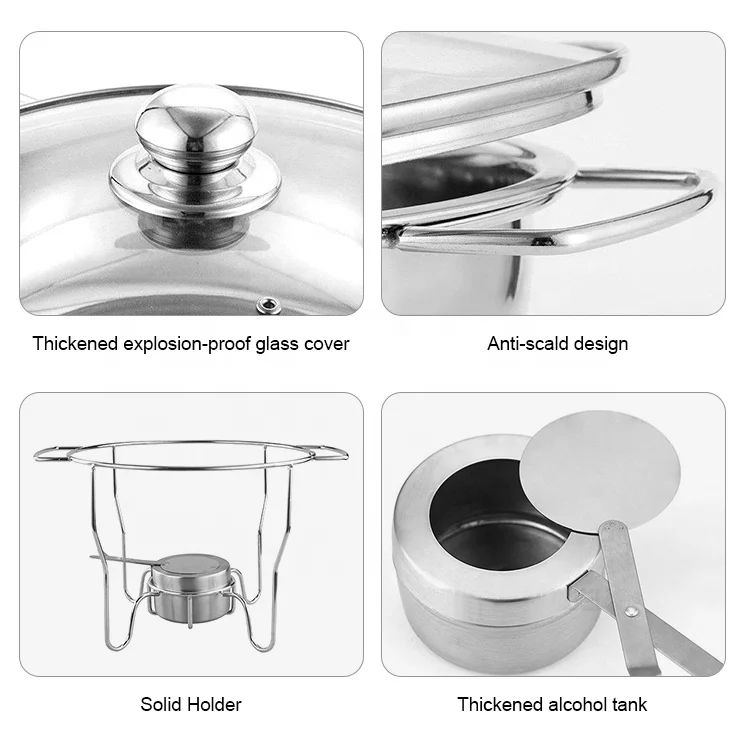 Hotel Round Chafing Dish Food Warmer Hot Pot Food Warmer Buffet Server