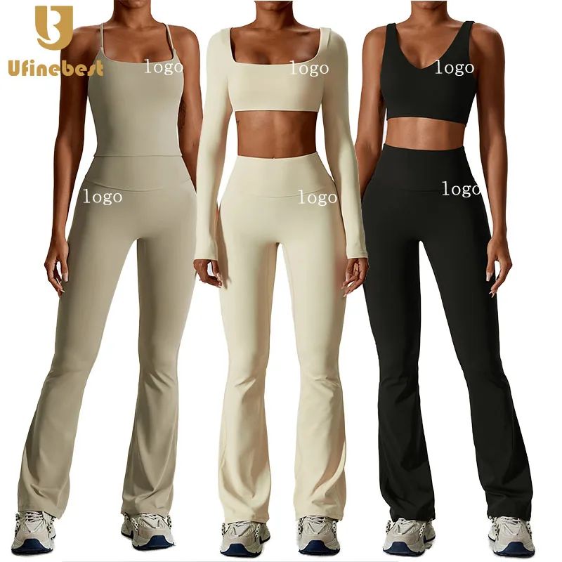 Manufacturer Wholesale Fitness Yoga Wear OEM Blank Tracksuits Women Sport Crop Top Scrunch Butt Yoga Pants Gym Sets For Women