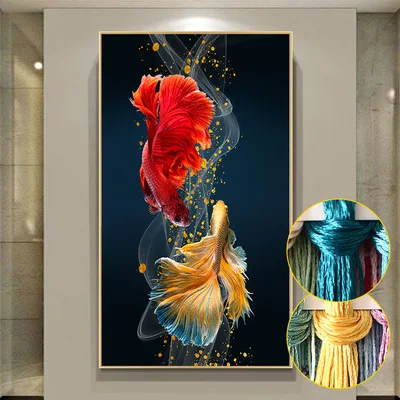 Вышивка крестиком на карпа, новейшая Вертикальная вышивка для гостиной, спальни, крыльца, ручная вышивка «сделай сам»