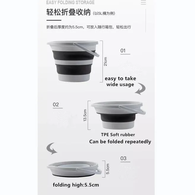 Hot sale household 10L foldable barrel  fold storage bin organizer for clothes collapsible water bucket