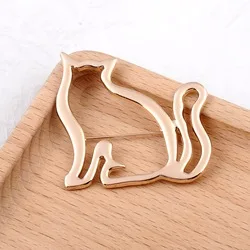 Cute Hollow Small Fat Cat Brooch For Women Personality Cardigan Shawl Buckle Decorative Simple Suit Sweater Pin Ins