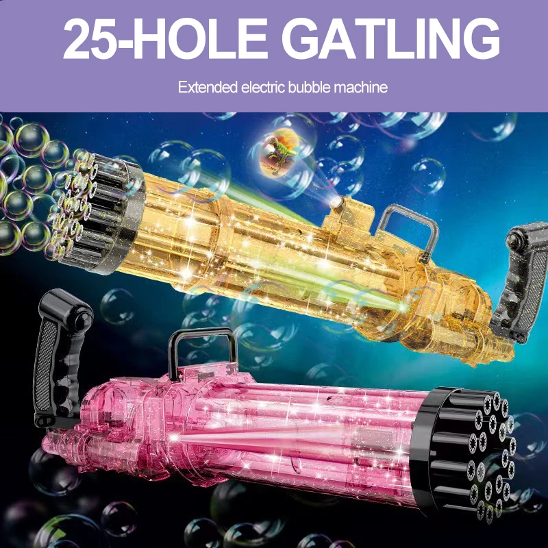 Wholesale High Quality Machine 21 25 Holes Led Bubbles Kids Toys Automatic Soap Gatling Bubble Gun