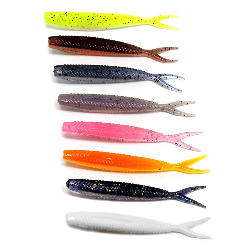 1.5g 6cm 8colors Soft Fishing Lure Double Color Bionic Lifelike Bait Plastic Forked Tail Lures