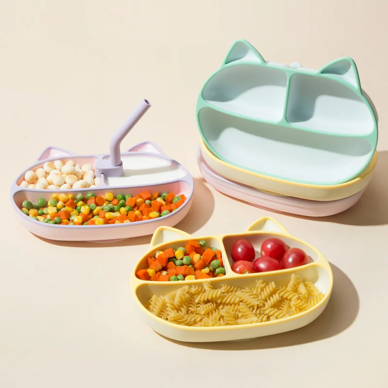 Customized Printed Tableware Kids Dining Dishes Plates Spoon Fork Bibs Baby Feeding Set