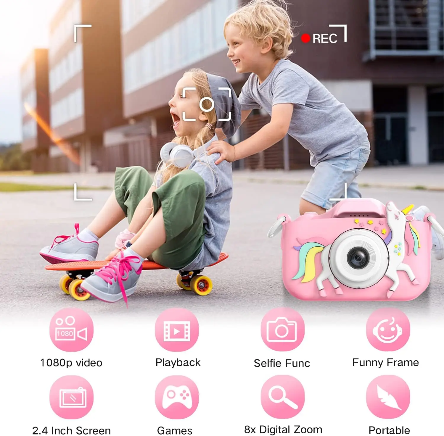 Camera Toys for Children Digital Video Camcorder Camera with Cartoon Soft Silicone Cover Best Birthday Festival Gift for Kids