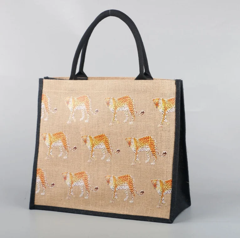 Custom Full Print Joint Jute Tote Shopping Bag